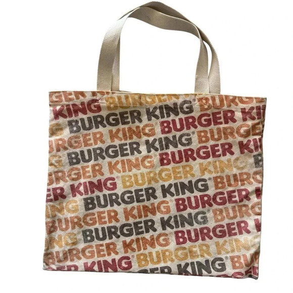 Burger King Canvas Tote Bag Spell Out All Over Print retro vintage swag promo it - Picture 7 of 7